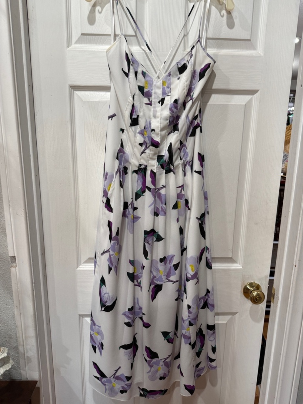 Banana Republic White Maxi Dress with Purple Floral Print